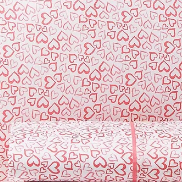 new Charter Club Printed 100% Cotton FULL Sheet Set w/ Pink Hearts - VALENTINE - Picture 6 of 7